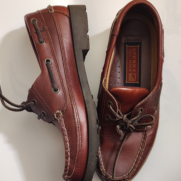 Sperry Men's Rich Brown Leather Boat Shoes - Picture 2 of 4